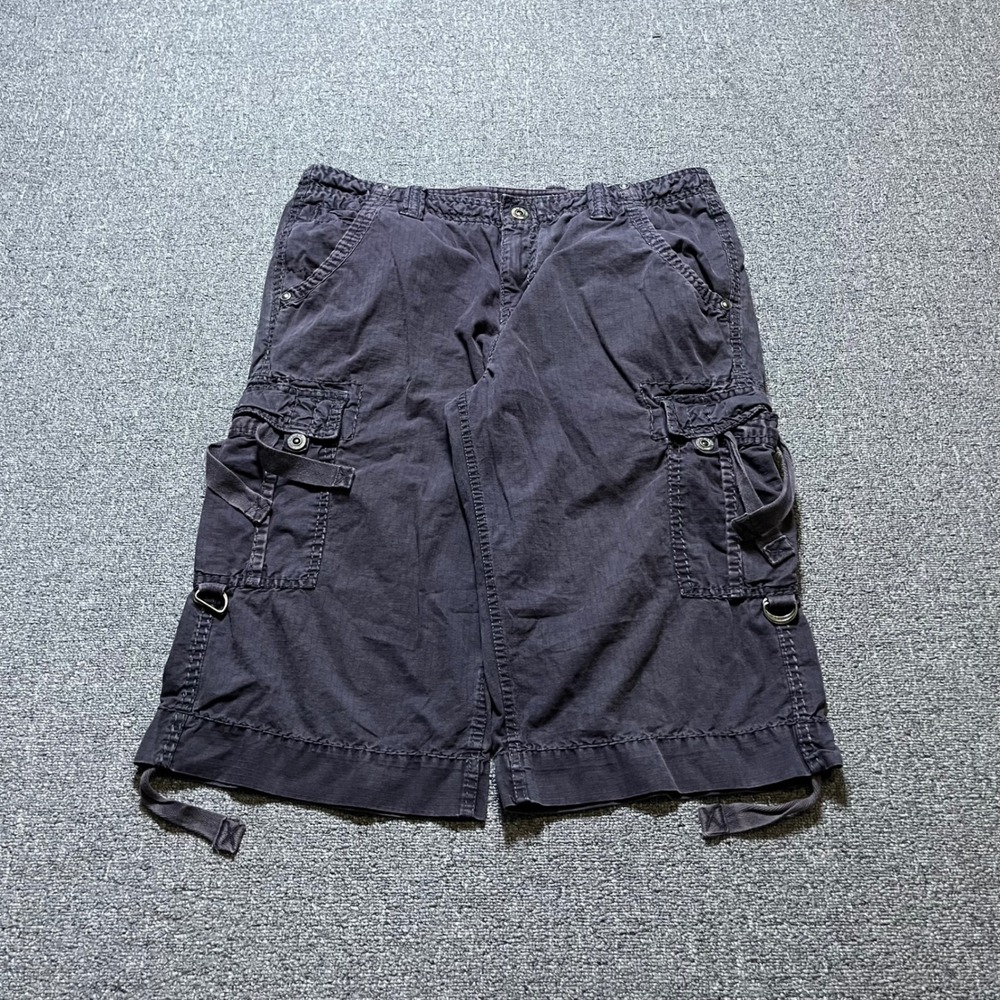 Vintage Guess Cargo Shorts 38 Purple Ripstop Multi Pocket Y2K Baggy Gorpcore